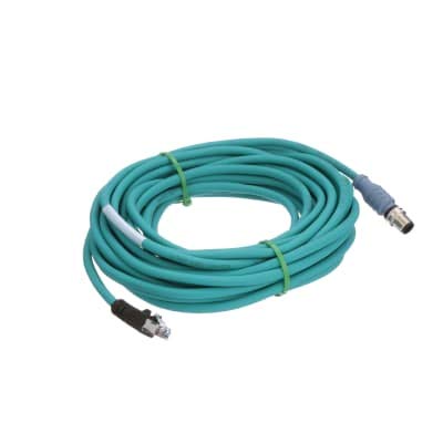 TURCK RSSD RJ45S 441-10M Cordset, P: Str M12 Male 4 pos to J: Str RJ45S Male 8 pos, J4/5/7/8: NC, Shielded, 4 Wire 2UTPx24AWG 10m, TPE, HDPE 1.5A 42V, U-02557