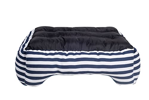 Long Rich Blue White Stripe Rectangle Pet Bed Small Size,By Happycare Textiles, 20 By 17 Inches #TOP1