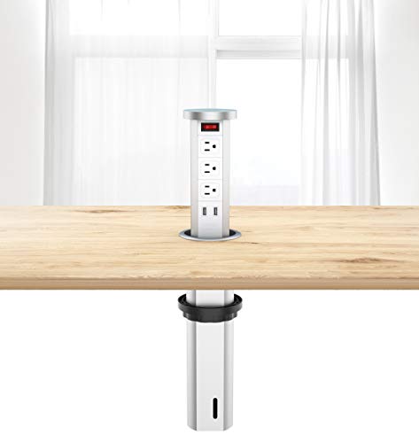 Btu Automatic Pop Up Outlet, Surge Protector Power Strip With Usb, Retractable Recessed Power Strip 3 Ac Outlets, 2 Usb Ports 4.2A Fast Charge, 10W Wireless Charger For Kitchen Counter Island #TOP4