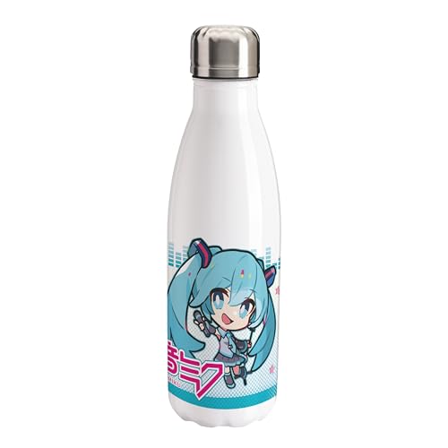 ABYSTYLE Hatsune Miku Anime Water Bottle 16.9 Fl Oz White Aluminum Anime Manga Drinkware Home & Kitchen Merch Gift