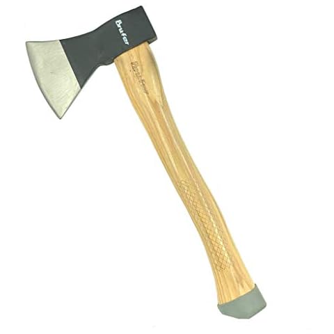 BRUFER 203651-3 Throwing Axe, Hatchet with Genuine Hickory Wood Handle - Suitable for Axe Throwing Competitions, Camping, Survival, Gardening and Chopping Wood, 600g, 21oz Cover