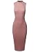 Awesome21 Women's Sleeveless Mock Neck Stretch Ribbed Sexy Body-Con Dress