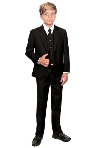 Gioberti Boy's Formal 6 Piece Suit Set, Black, Size 3T