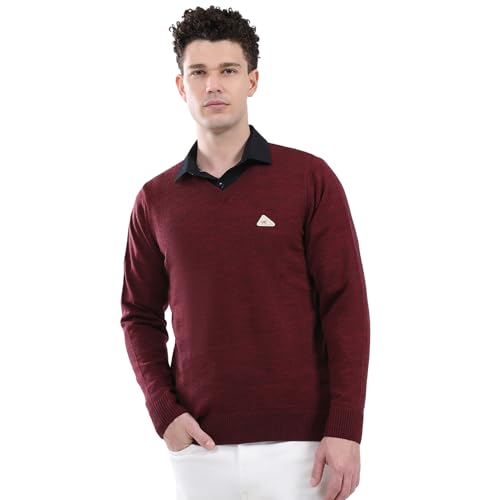Image of Monte Carlo Men's Regular Fit Pullover | Solid V Neck Style | Full Sleeves Pull On | Warm & Stylish Winter Fashion Sweater | Winter Sweater for Men's