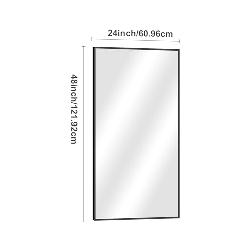 Image of DESBING Black Bathroom Mirror for Wall, 24x48 Inch Rectangle Mirrors with Metal Frame, Modern Vanity Wall Mirror Decor for Entryway Hangs, Bathroom Living Room Horizontal or Vertical