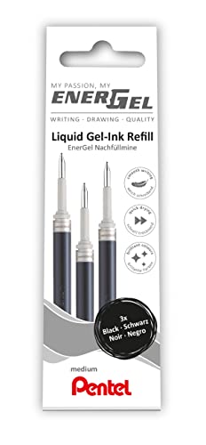 Pentel EnerGel LR7 Lot de 3 recharges pour stylo gel 0,7 mm Noir