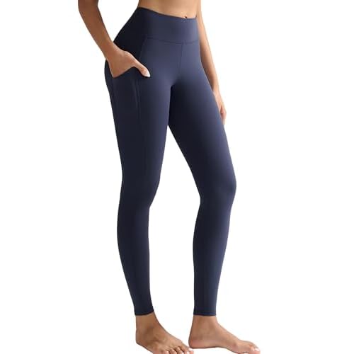 RUNNING GIRL Leggings with Pockets for Women,High Waist Athletic Yoga Pants with Tummy Control Buttery Soft Navy Blue XX-Large