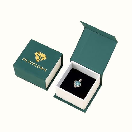 Image of SILVERTOWN 925 Silver Celestial Grace Heart Pendant Necklace | Hallmarked | White Rhodium Plated | Gift For Women and Girls