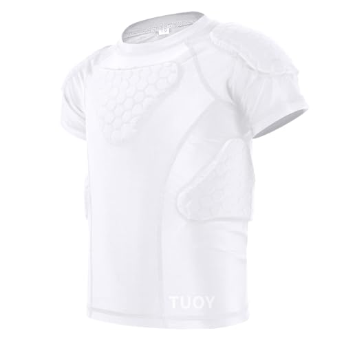 Dialudon Youth Boys Football Rib Protector Padded Compression for Football Baseball Basketball Paintball Shirt Color White Size S