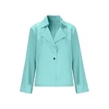 Damen Blazer Frühling Sommer Elegant Langarm Blazer mit Kragen und Einreihiger Knopfleiste Leichter Büro Arbeitsblazer für Damen Modischer Business Casual Oberteil mit Bequemem