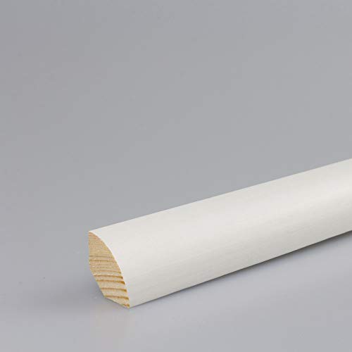 Preisvergleich Produktbild Viertelstab Bastelleiste Abschlussleiste Abdeckleiste in weiß lackiert aus Kiefer-Massivholz 2400 x 18 x 18 mm