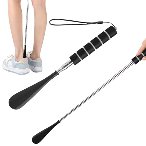 Ausziehhilfe für Kompressionsstrümpfe & Socken, Multifunktionaler Einziehbarer Schuhlöffel, Socken-Auszieh-Assistent für Senioren und Behinderte