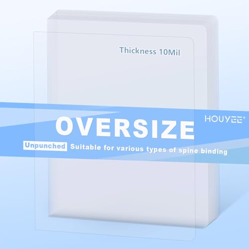 HOUYEE 100 Pack Clear Binding Presentation Covers, PVC Clear Covers for Binding,10 Mil, 8-3/4 x 11-1/4 Inches, for School Projects, Business Presentations, Personal Supplies, Oversize - Thumbnail 5