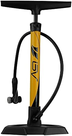 BV Bike Pump out of durable Steel - Bicycle pump 160 PSI high Pressure, Bike Tire Pump 17/24 inch Smart Valve Head, Schrader bike pump with gauge, Automatically Reversible Presta & Schrader, ball pump