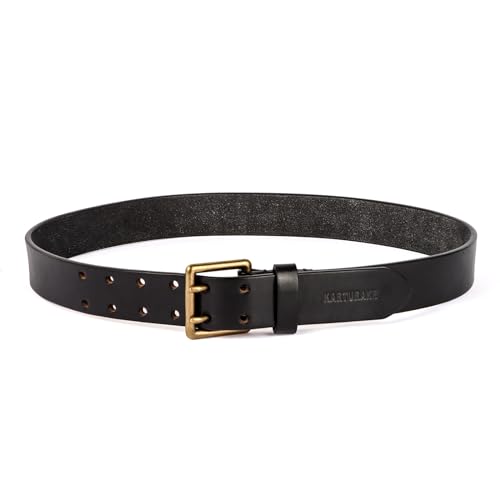 Premium Top-grain Leather Belt for Men, 5mm Thick, Copper buckle, Brown, Casual, Durable3