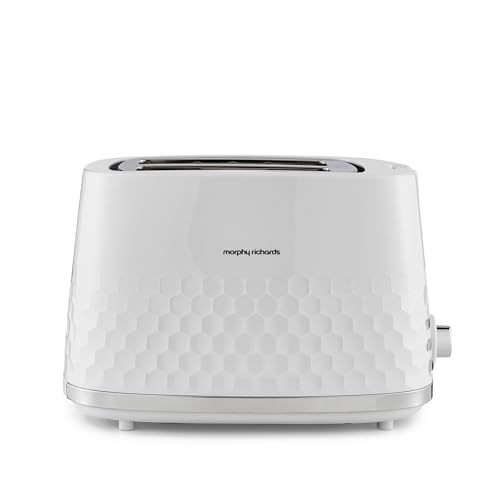 Morphy Richards Hive 2 Slice Toaster Variable Browning Removable Crumb Tray Cancel Defrost Reheat Anti-jam feature Gloss Finish 850W White 220034