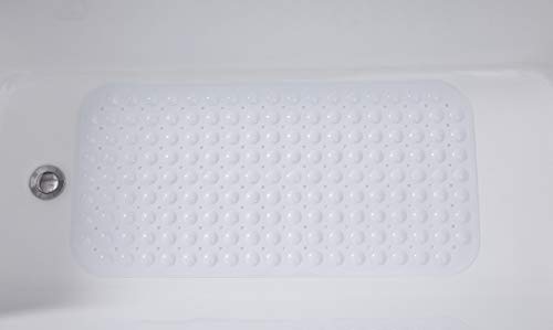 TIKE SMART Large Non-Slip Bathtub & Shower Mat 31”x16” (Smooth/Non-Textured Tubs Only) Safe, Clean, Machine-Washable, Superior Grip&Drainage, Vinyl, Opaque White - Thumbnail 2