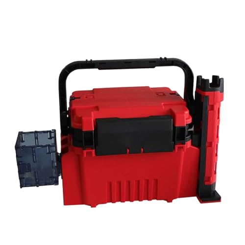 Boîte de pêche Portable avec Supports de Cannes et Porte-gobelet, étui de Rangement en ABS, Couvercle verrouillable, Tubes de Canne réglables sur 3 hauteurs(Rot)