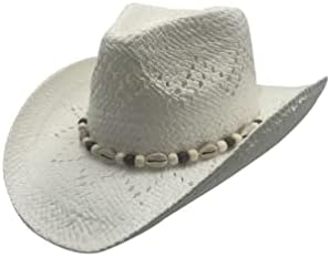 Willheoy Woven Straw Cowboy Hat Western Hats for Men Cowgirl Costume for Women White