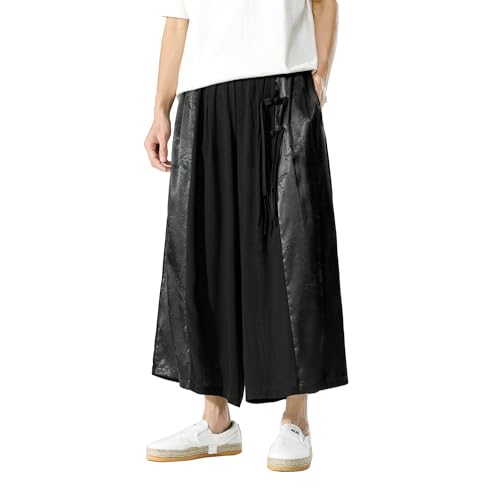 Seidarise Men's Pants Straight Baggy Wide Leg Stretch Elastic Waist Drawstring Relaxed Fit Trousers Pant