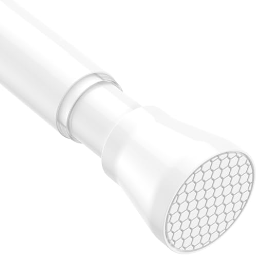 AIZESI Tension Rod 70-130cm Extendable Curtain Poles Shower Curtain Rod, No Drill Curtain Rods Spring Loaded Curtain Rod, Tension Rods for Curtains, Bathroom, Kitchen 1PCS White.