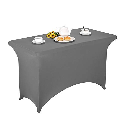 LZY Spandex Fitted Stretch Table Cover for 6 ft or 4ft or 8ft Folding Table, Rectangular Cocktail Tablecloth, Perfect for Party or Banquet