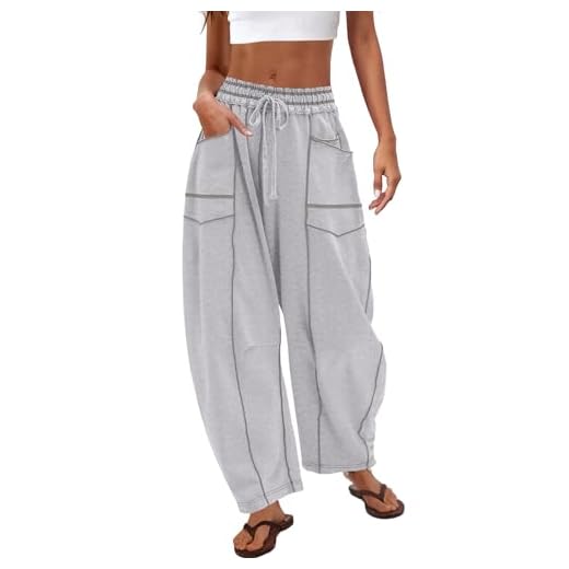 Nirovien Baggy Barrel Pants Women Baggy Sweatpants Barrel Leg Sweatpants Women Track Pants Wide Leg Sweats(Heather Gray,XS)