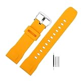 chenming Correa de repuesto resistente al agua for reloj Casio PRG-600YB, correa silicona suave, prg-650, PRW-6600, deportivo goma 24mm(Orange SK)