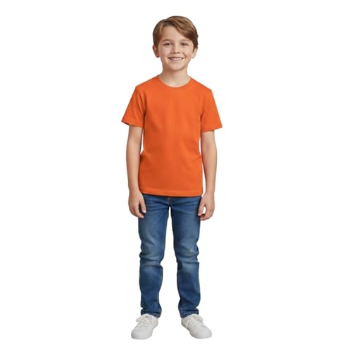 A2Z 4 Kids Boys T Shirts Plain Black T Shirt Soft - Boys PL T Shirt Orange 5-6
