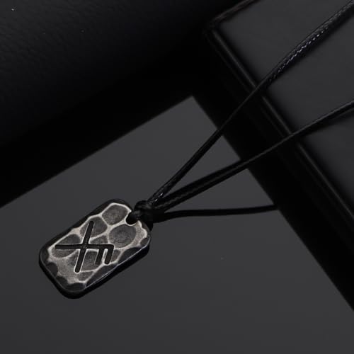 Image of Ankiyabe Stainless Steel Norse Viking Rune Pendant with Adjustable Braided Rope Good Luck /Love /Strenght /Health Viking Symbol Necklace for Men Women