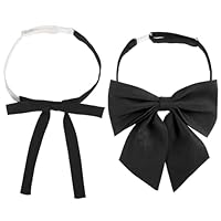 HJZHII 2 Stück Fliege für Frauen, Bluse Mit Schleife Vorgebundene Verstellbare Fliege Für Damen Einheitliche Einfarbige Schwarze Fliegen Für Kostümuniform Cosplay Shirt