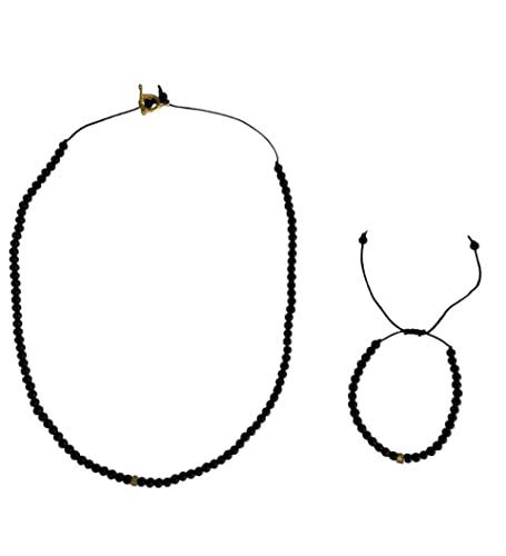 Coloración, Guild Juego de collar y pulsera de onix negro y ambar unisex