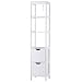 Produktbild kleankin Badezimmerregal, Badeschrank, Küchenschrank mit 2 Schubladen, 3 offene Regale, MDF-Platte, 30 x 30 x 144 cm, Weiß