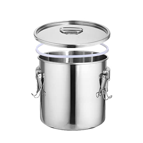 CWCQGH Olla sopera de 10-90 l, de Acero Inoxidable, con Tapa sellada, para almacenar arroz, harina, Aceite y Frijoles, Fondo Compuesto (Plateado, 45 x 45 cm)