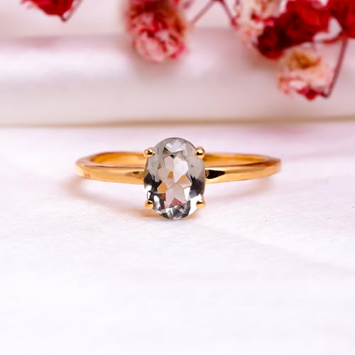 Bague améthyste verte véritable bague argent 925 mixte ovale