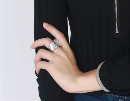 Image of HIJONES Men Women Stainless Steel Cubic Zirconia Royal Crystal Rings Wrap Band Cocktail Style