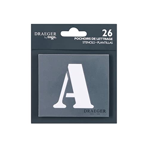 Draeger by Toga - Lot de 26 pochoirs Lettres - Plastique Transparent - 8,5 x 9 cm
