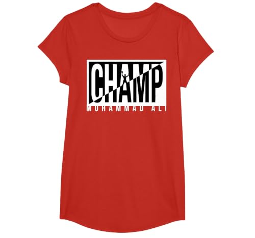 Muhammad Ali - Champ Black and White T-Shirt, Girls, Red, X-Small