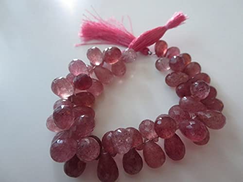 Quartz fraise naturel en perles briolettes facettées pour création bijoux DIY