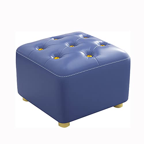 Tabouret repose-pieds en cuir avec bouton doré S3YT8U pouf de salon