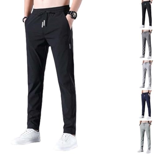 Pantalon de jogging homme en soie glacée noir taille L pour sport d'été