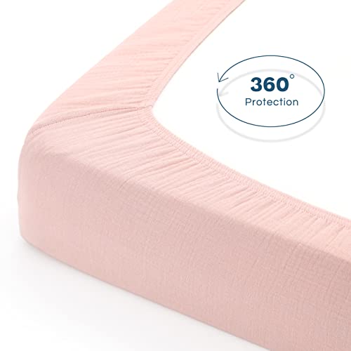 Grssder Soft Muslin Crib Sheet 1 Pack, 100% Cotton Crib Sheets For Girls, Fit Standard Crib Mattresses 52" X 28" Safe And Snug, Blush Pink #TOP6