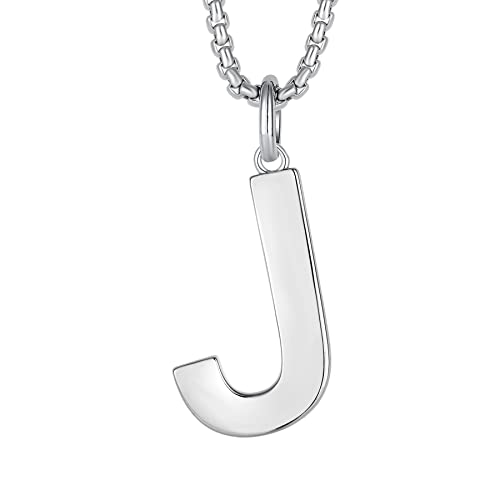 Raymard Mens 925 Sterling Silver A-Z Initial Necklace, Letter Pendant