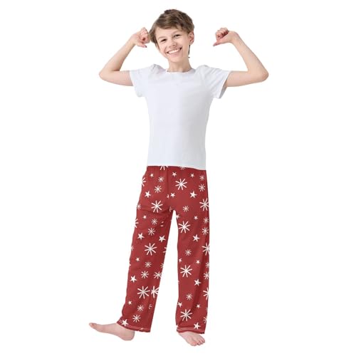 Boys' Pants Christmas Snowflake Star Long Bottoms Jogger Pants Elastic Waist Trousers with Pockets S-XL2