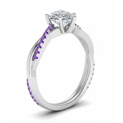 Image of 55Carat Choose Your Gemstone 925 Sterling Silver Infinity Twist Ring Crystal Heart Shape Side Stone Wedding Valentine Wear Promise Ring with Pave Setting for Women Size US 4 to 12