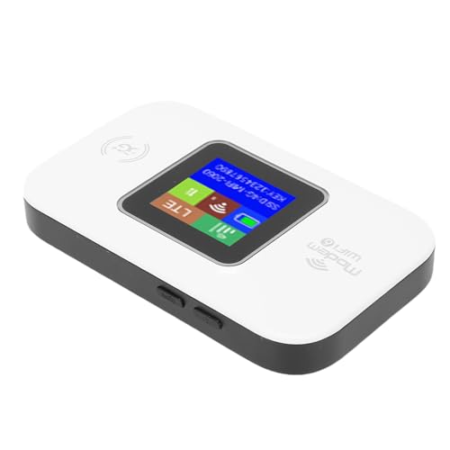 Image of 4G Mobile WiFi Travel Router Mobile Hotspot, Dual SIM Card Slot Plug and Play 300Mbps Internet Router with Color LED Display Screen, Battery for Smartphone Laptop Tablet (White)