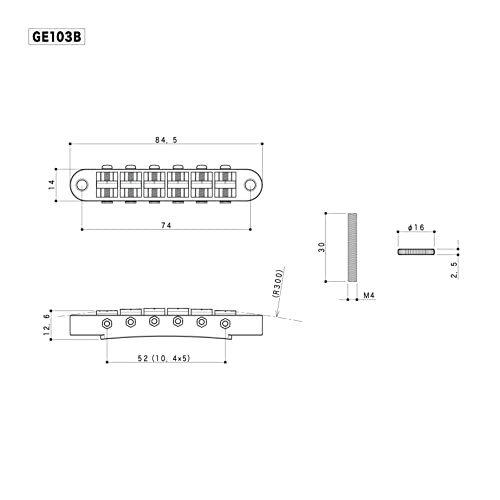 Gotoh Tune-o-matic (haste padrão) cromado, GE103B