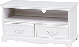 テレビ台 ローボード テレビボード ホワイト 白 アンティーク調取っ手 幅80 奥行33.5 高さ42 おしゃれ 木製 桐 引き出し収納 かわいい 姫系 クラシカル 軽量 (幅80 アンティーク調取っ手)