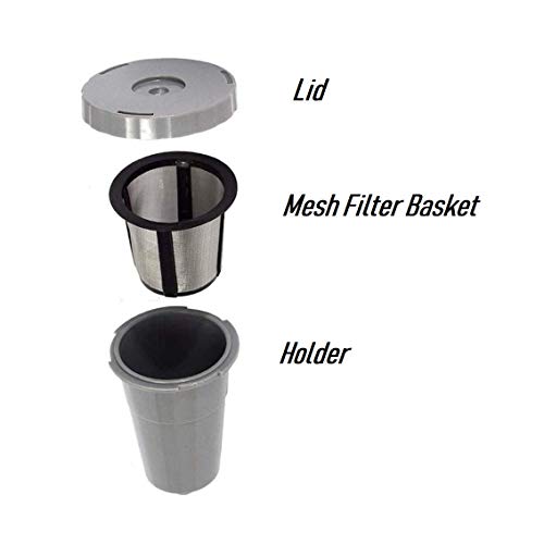 Reusable Coffee Holder And Filter Set, Grey 3 Part With Filter Basket Works With Keurig My K-Cup Home Brewers By Purewater Filters #TOP2
