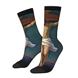 Tennissocken Jesus Christus Am Kreuz Sneaker Running Socken Funny Herrensocken Bequem Fun Crew Socken For Radsport Outdoor Football 40Cm
